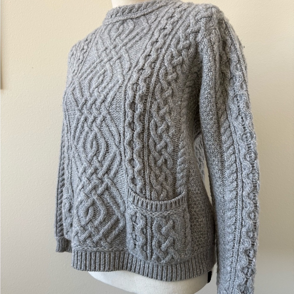Aran Crafts Irish Fisherman’s Merino Wool Sweater, Women's Size S with pockets